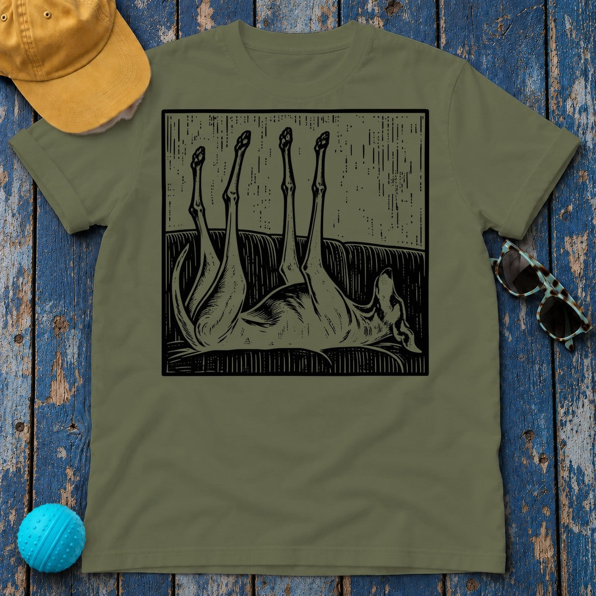 Greyhound Sofa Stretch T-Shirt in Military Green