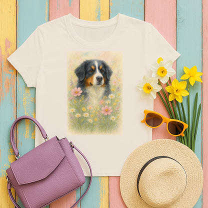 Sweet Dog Among Flowers Art T-shirt product type