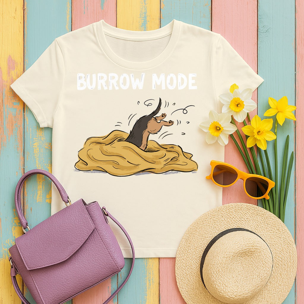 Dig This! Playful Dachshund Graphic T-Shirt in Natural