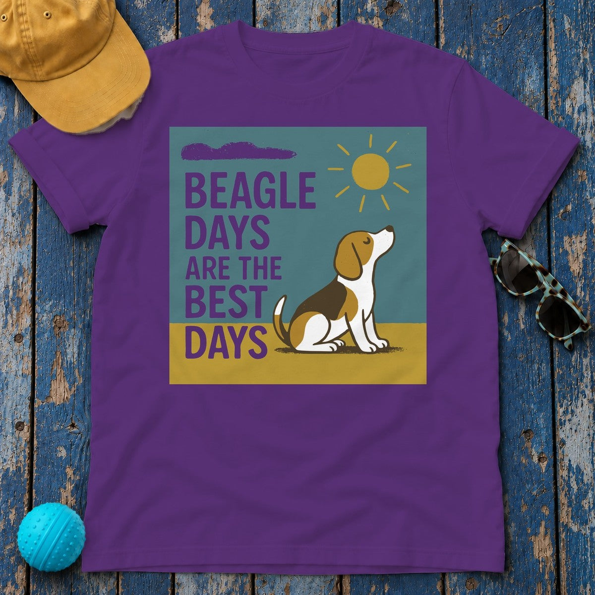 Beagle Days Retro Sunshine T-shirt in Purple