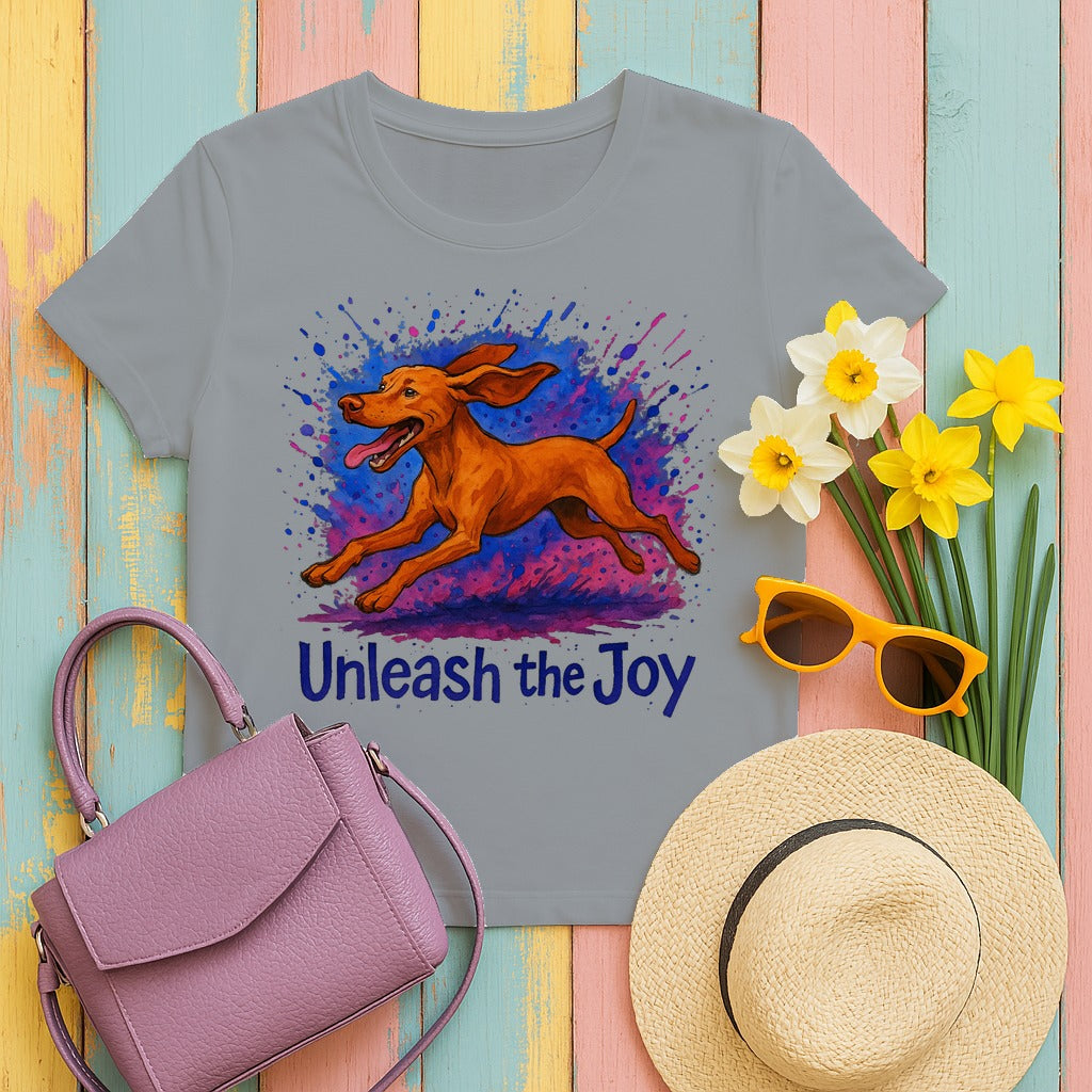 Unleash the Joy Vizsla Art T-Shirt in Gravel