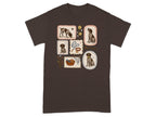 T-shirt featuring framed illustrations of German Shorthaired Pointers and dog-related items.