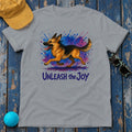 Unleash the Joy Watercolor German Shepherd T-Shirt in Gravel