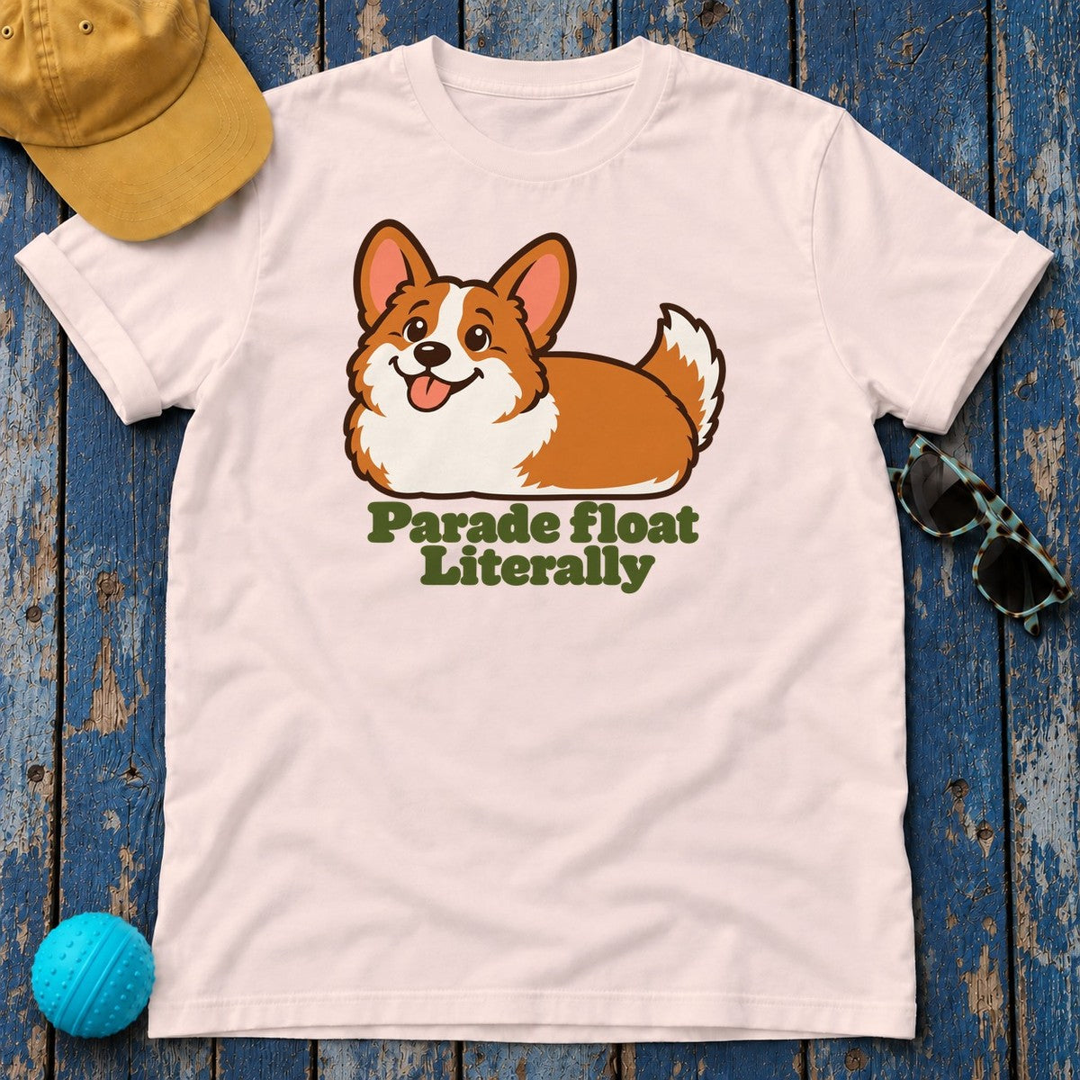 Parade Float Literally Corgi T-Shirt — Soft Pink