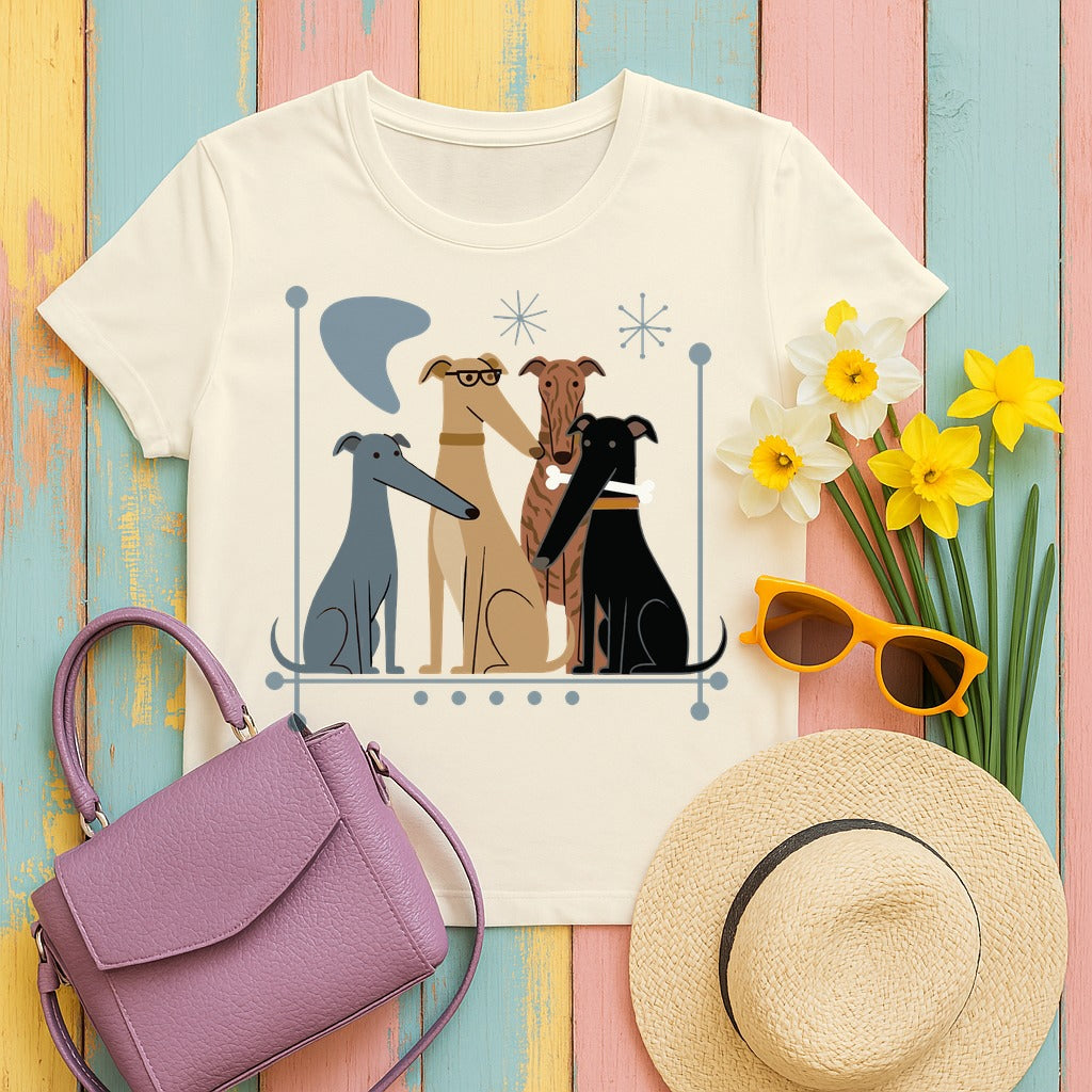 The Pack: Mid-Century Greyhound T-Shirt in Natural