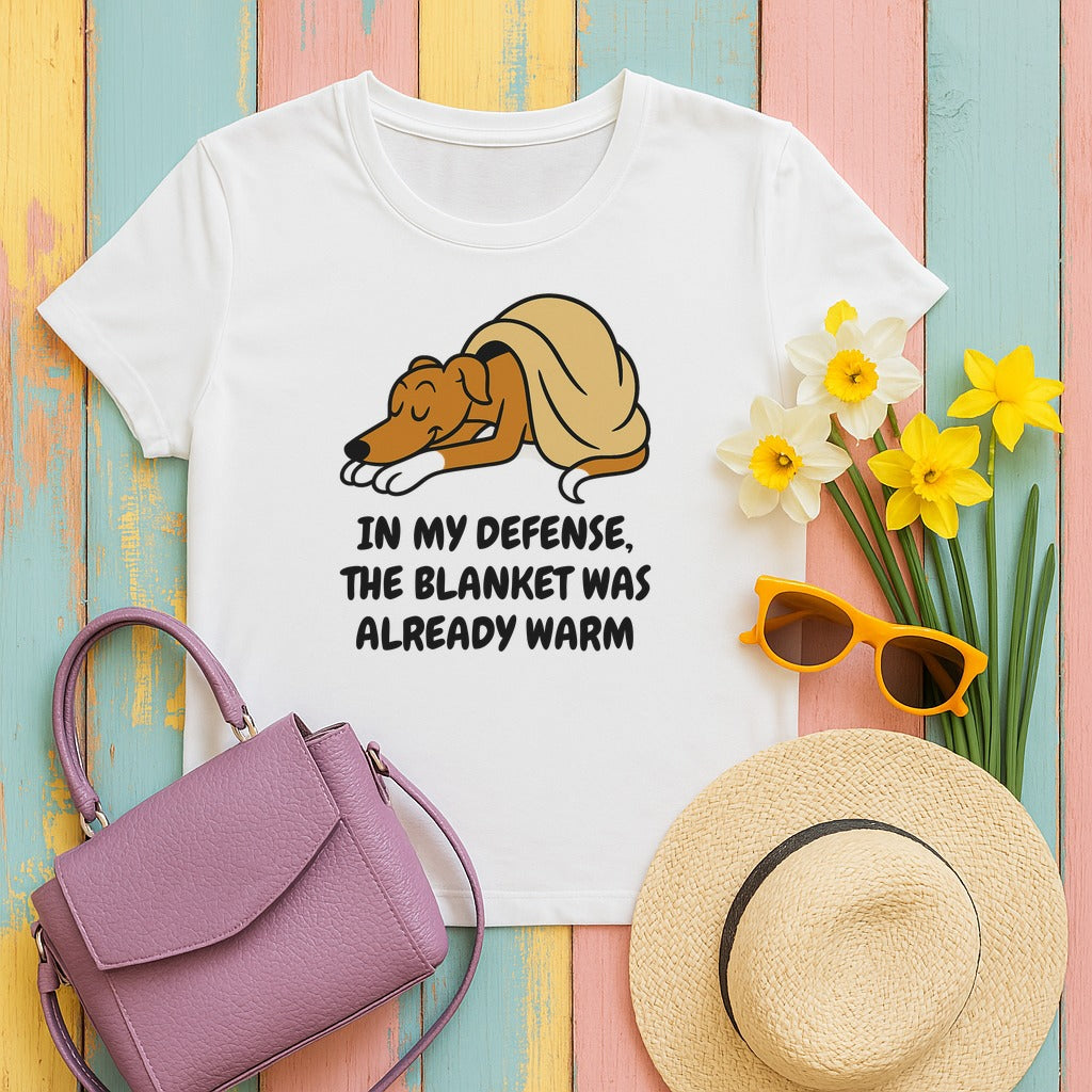 Greyhound Blanket Was Already Warm Tee in White