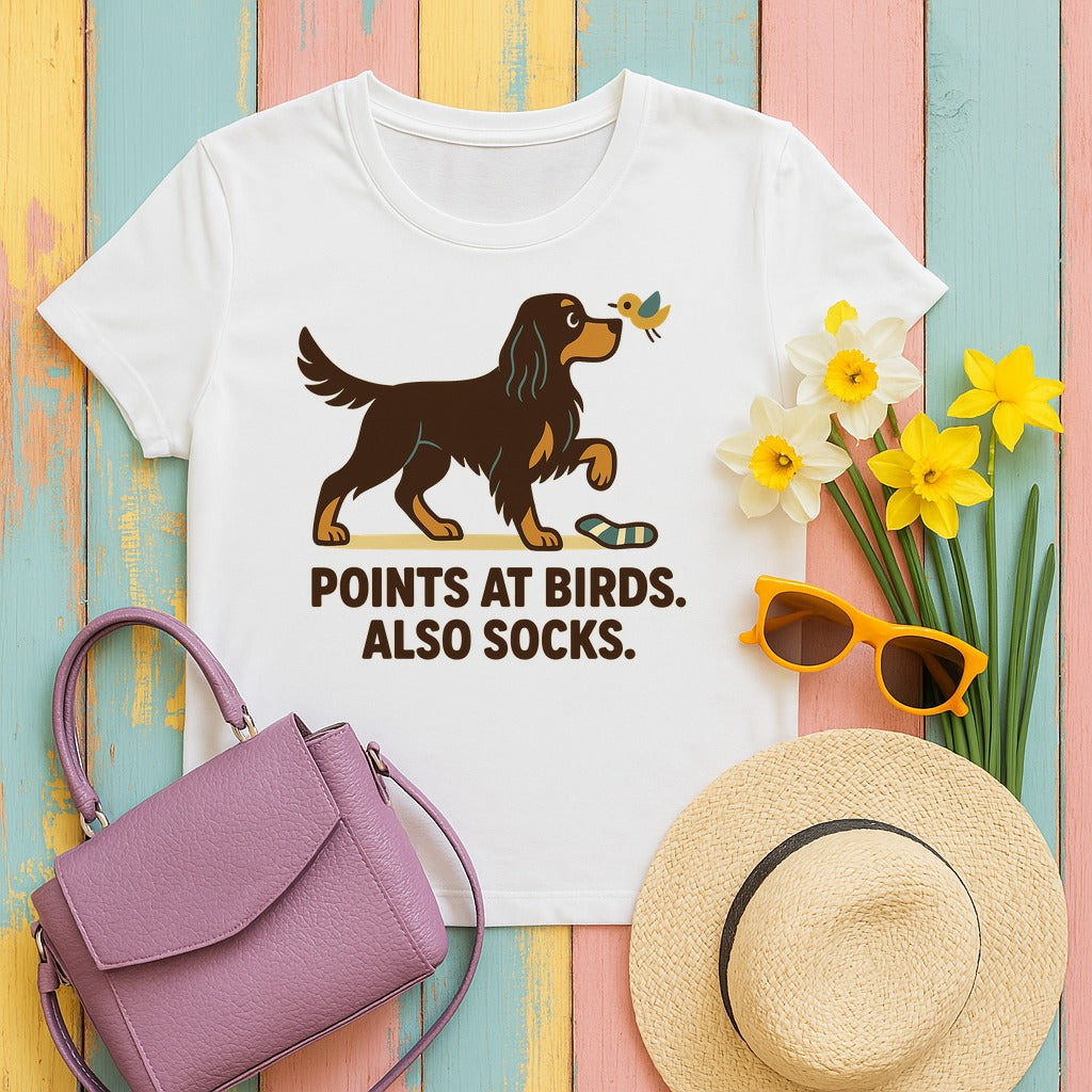 Gordon Points at Birds Also Socks Tee in White