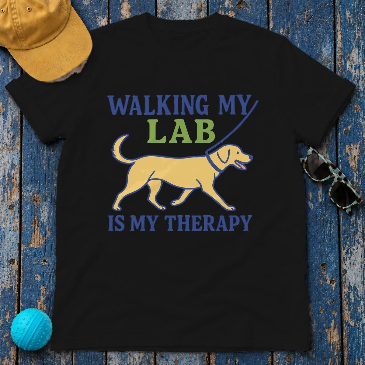 Walking My Lab T-Shirt in Black