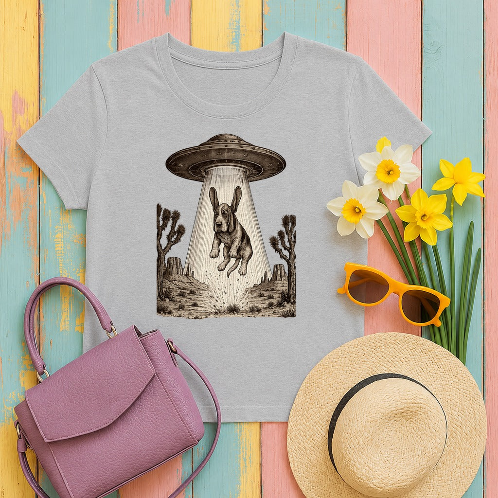 Abducted Basset Hound Odyssey T-Shirt in Sport Grey