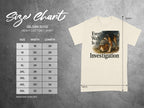 Size chart for Gildan 5000 heavy cotton t-shirt with beagle graphic.