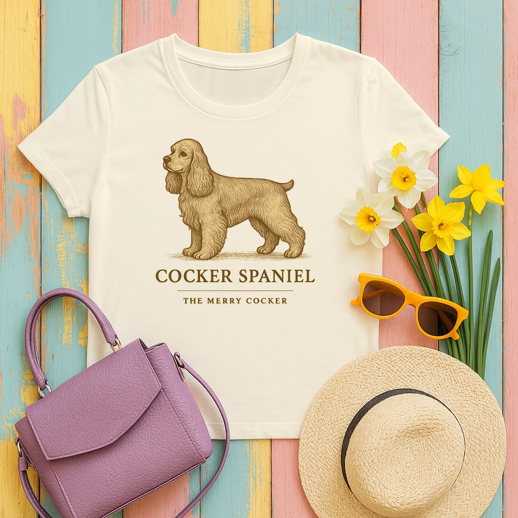 Cocker Spaniel Field Guide Tee in Natural