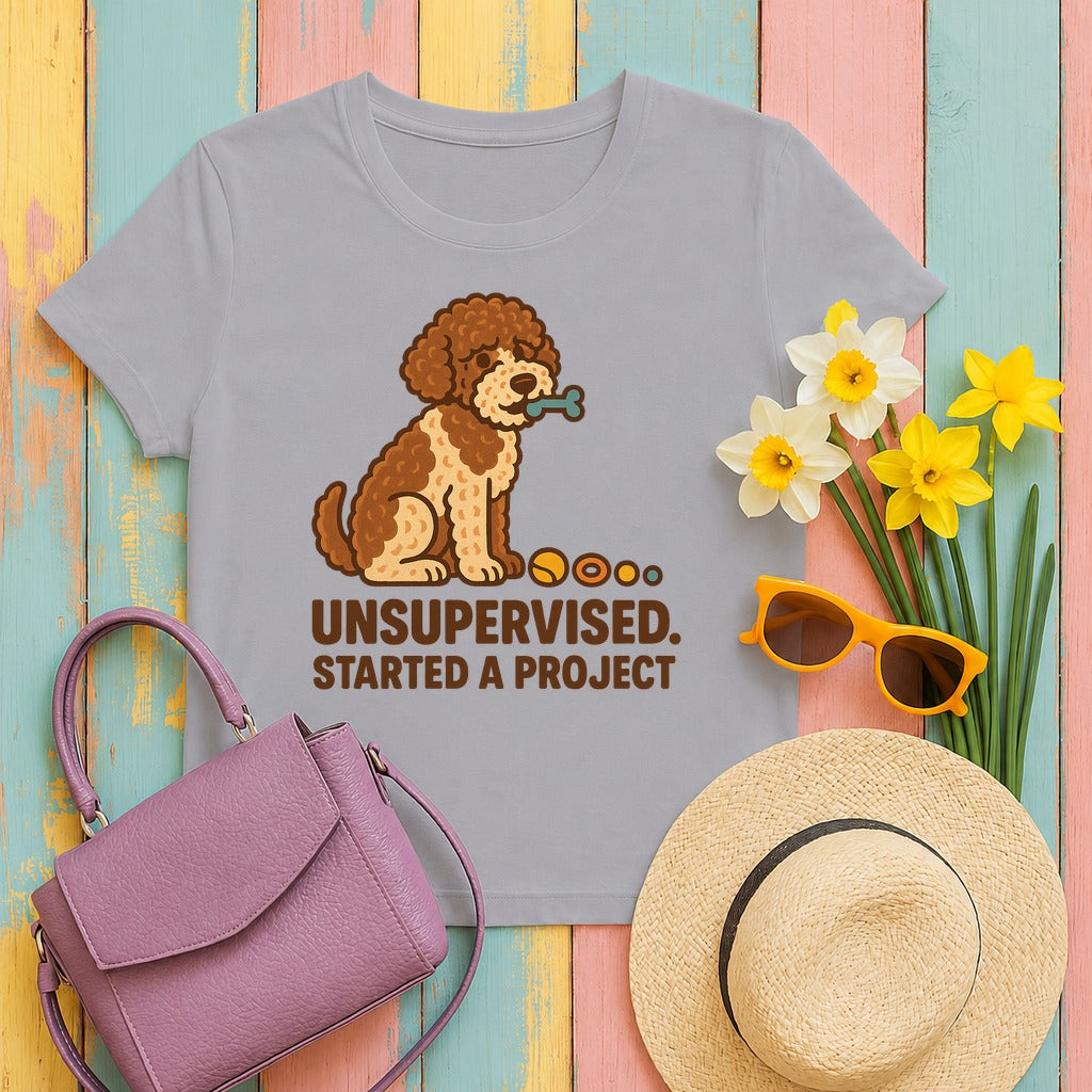 Lagotto Unsupervised Started a Project Tee in Athletic Heather