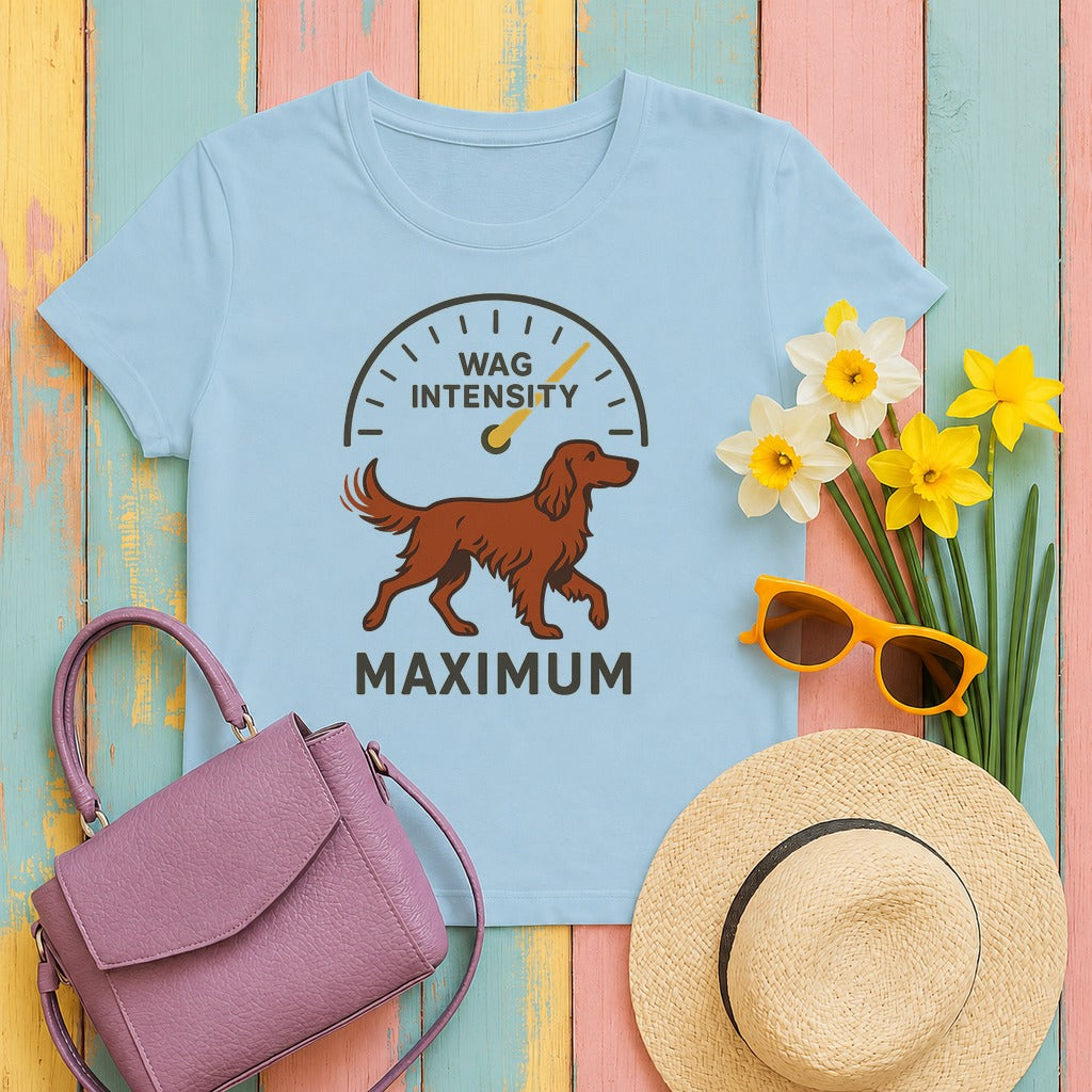 Irish Setter Wag Intensity Maximum T-shirt in Light Blue