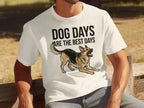T-shirt with "DOG DAYS ARE THE BEST DAYS" text and German Shepherd illustration.