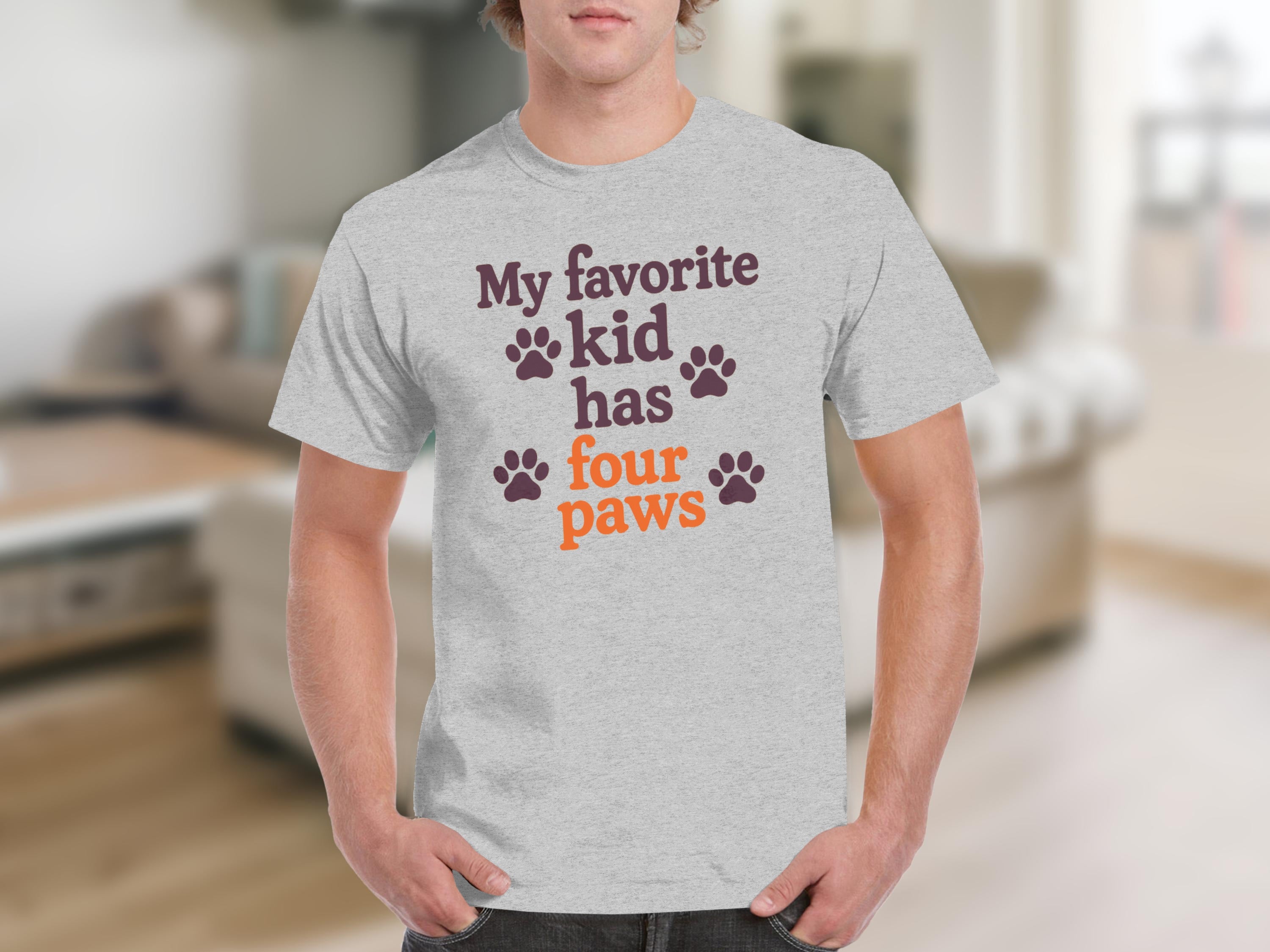 My favorite kid has four paws printed t-shirt