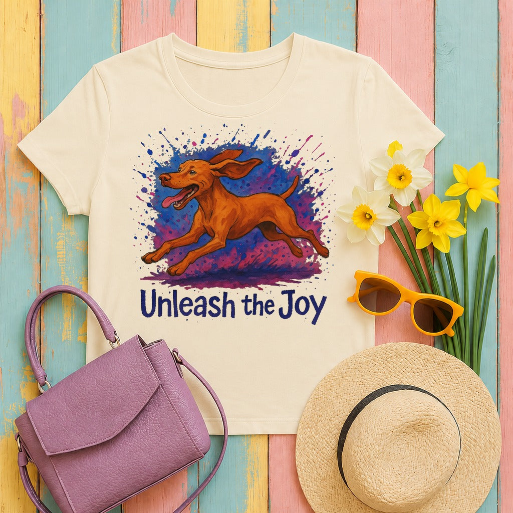 Unleash the Joy Vizsla Art t-shirt