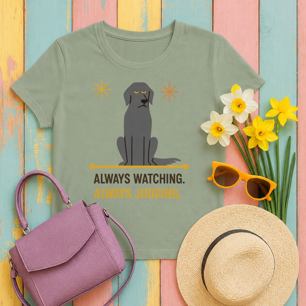 Flat-Coat Always Watching Always Judging Tee in Sage