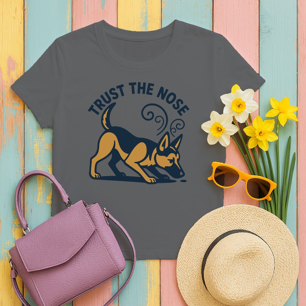 Trust The Nose German Shepherd T-Shirt in Graphite Heather