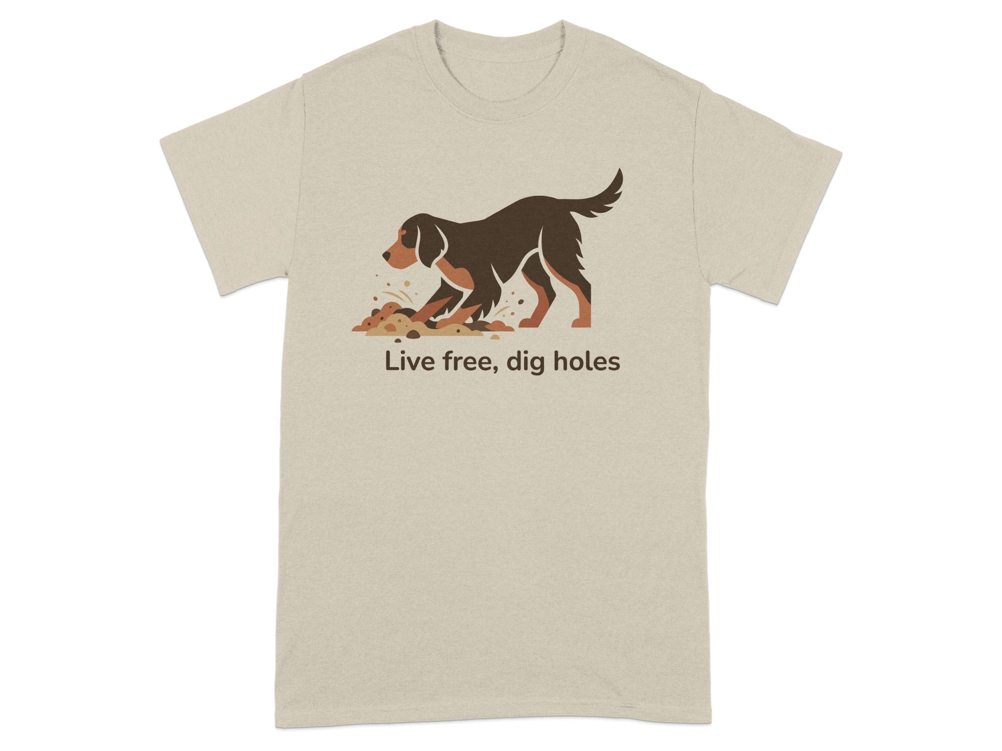 Live Free Dig Holes Dog Digging Graphic T-Shirt