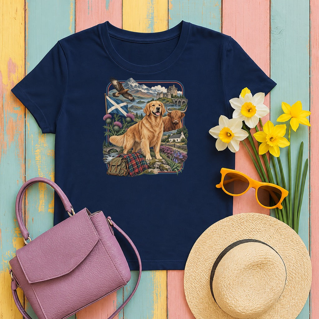 Golden Retriever Scotland Heritage tee, Navy