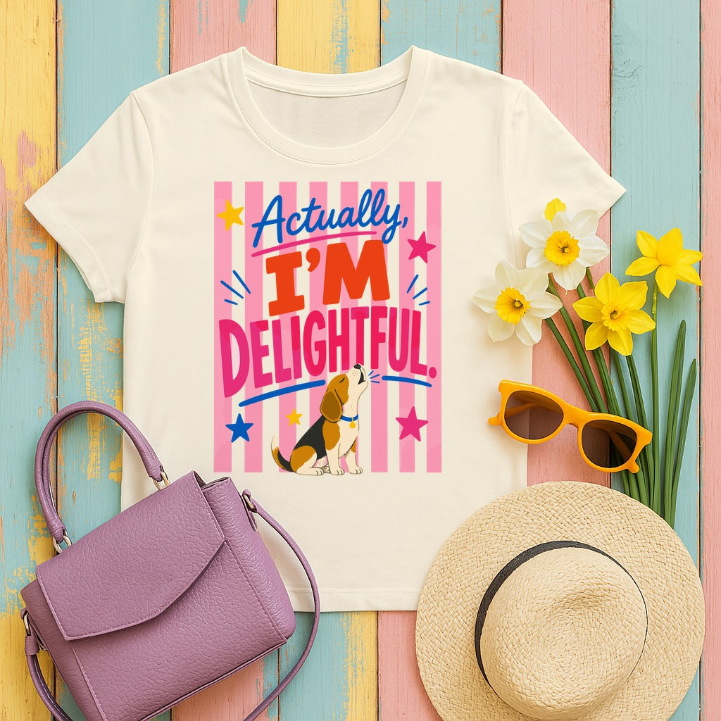 Actually, I'm Delightful Beagle T-Shirt in Natural