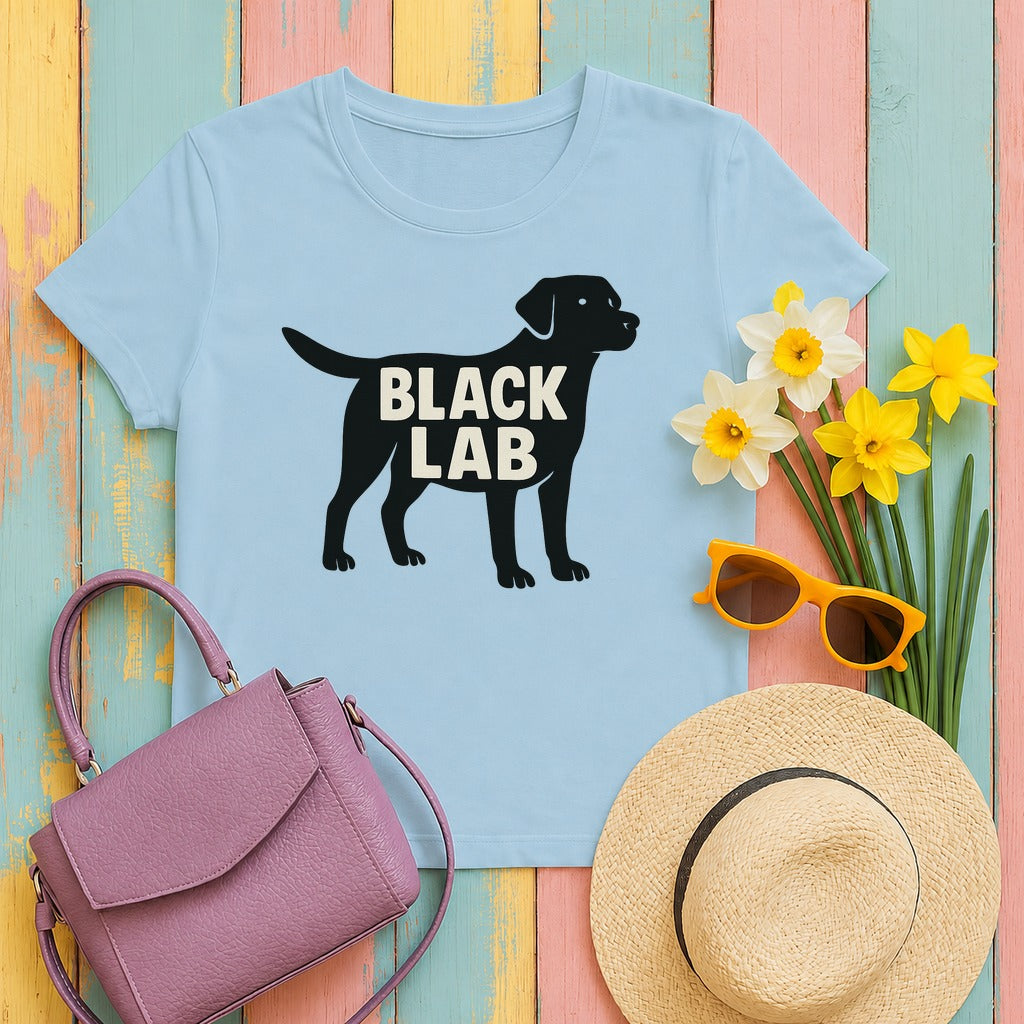 Black Lab Silhouette T-shirt in Light Blue