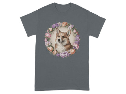 Cute Corgi Surrounded by Flowers Graphic T-Shirt product type