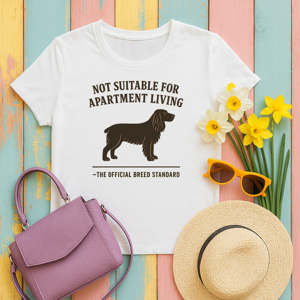 Field Spaniel Not Suitable For Apartment Living Tee in White
