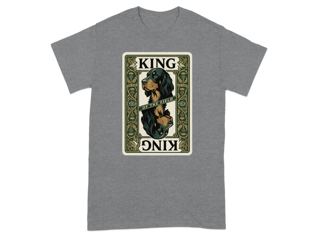 T-shirt with a dog wearing a crown on a playing card.