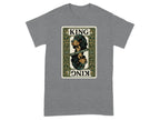 T-shirt with a dog wearing a crown on a playing card.