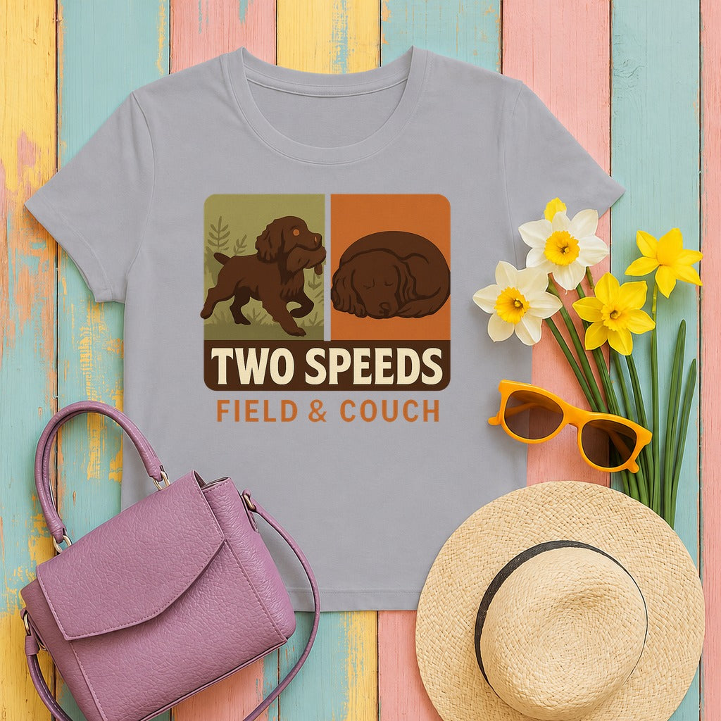 Boykin Spaniel Two Speeds Field and Couch T-shirt in Athletic Heather