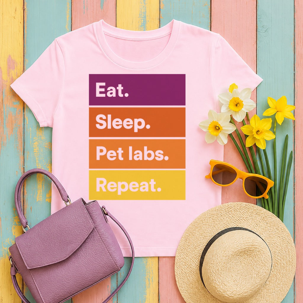 Eat Sleep Pet labs Repeat T-Shirt in Light Pink