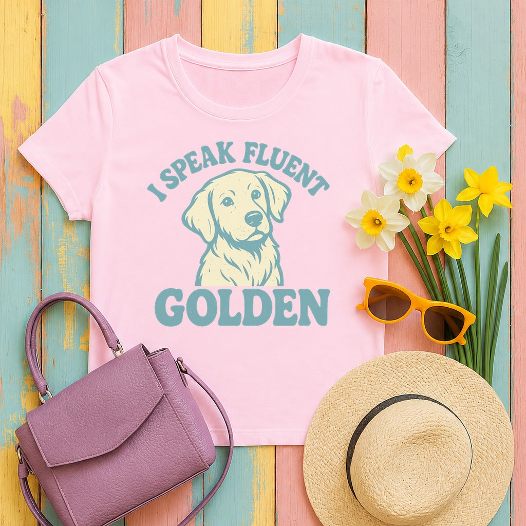 I Speak Fluent Golden T-Shirt in Light Pink