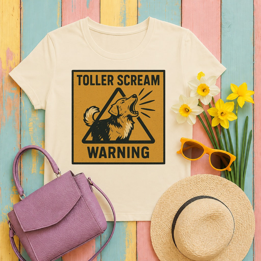 toller toller-scream-warning-label tee flat lay hero v8