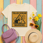 toller toller-scream-warning-label tee flat lay hero v8