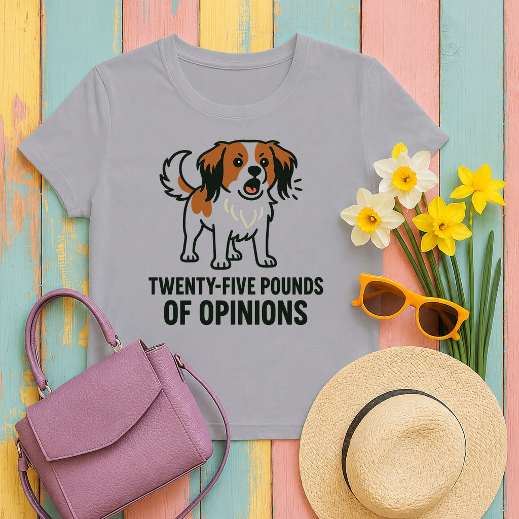 Kooikerhondje Twenty-Five Pounds Of Opinions Tee in Athletic Heather