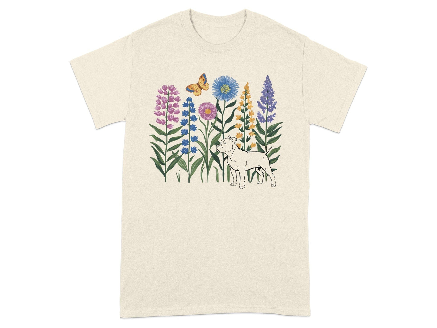Colorful Wildflowers with Dog and Butterfly T-shirt product