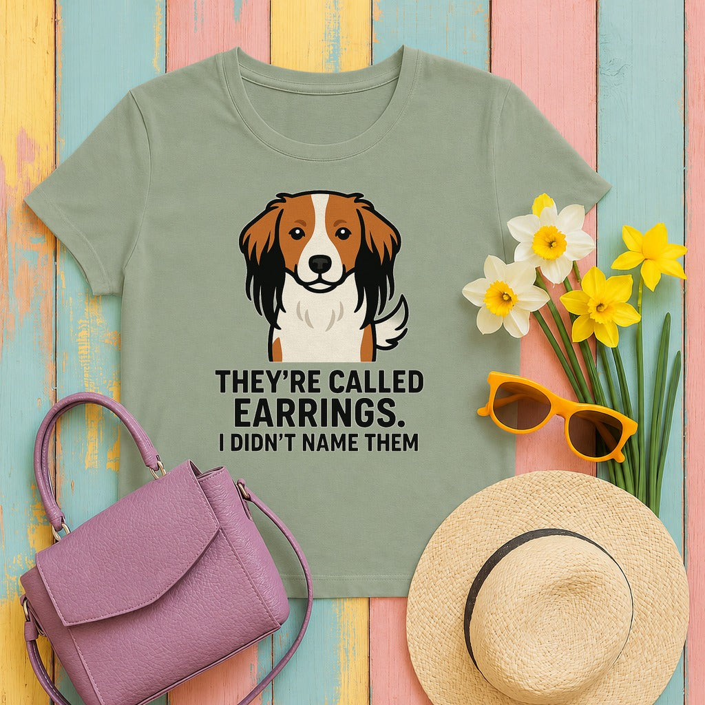 Kooikerhondje They're Called Earrings Tee in Sage