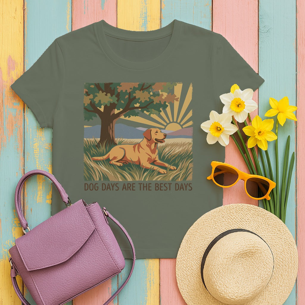 Dog Days Golden Retriever T-Shirt in Moss