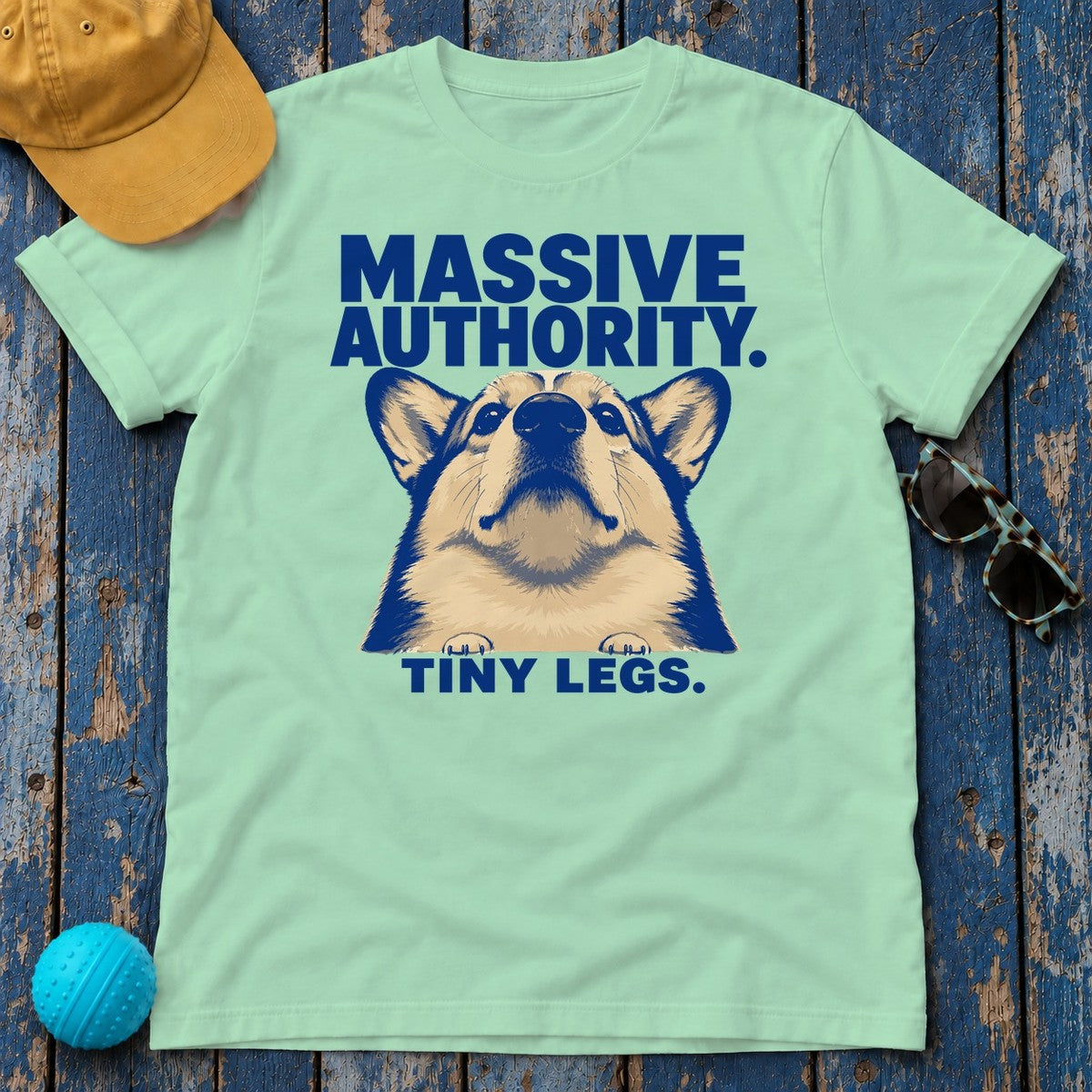 Corgi Authority: Tiny Legs T-Shirt in Mint Green