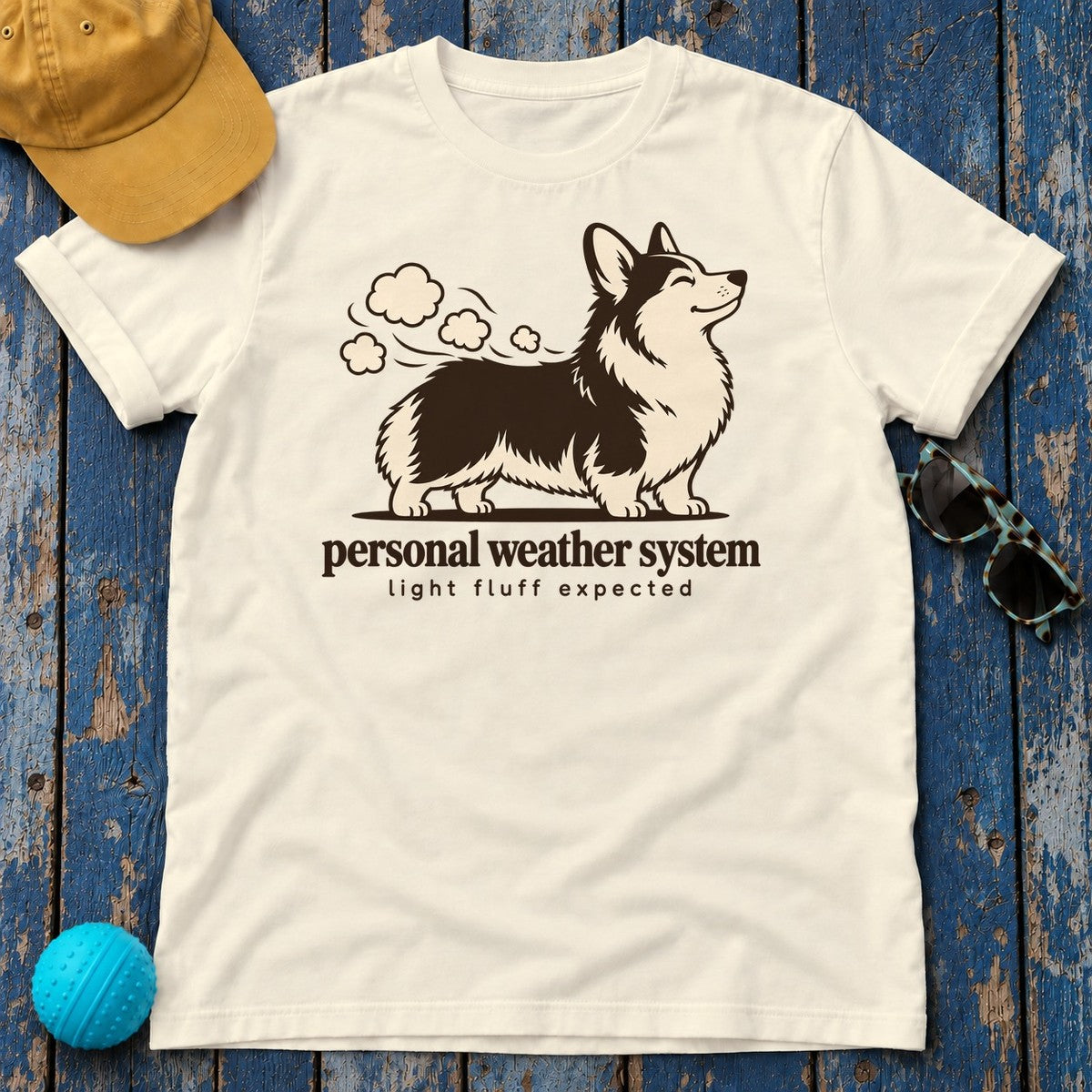 Personal Weather System Corgi T-Shirt in Natural