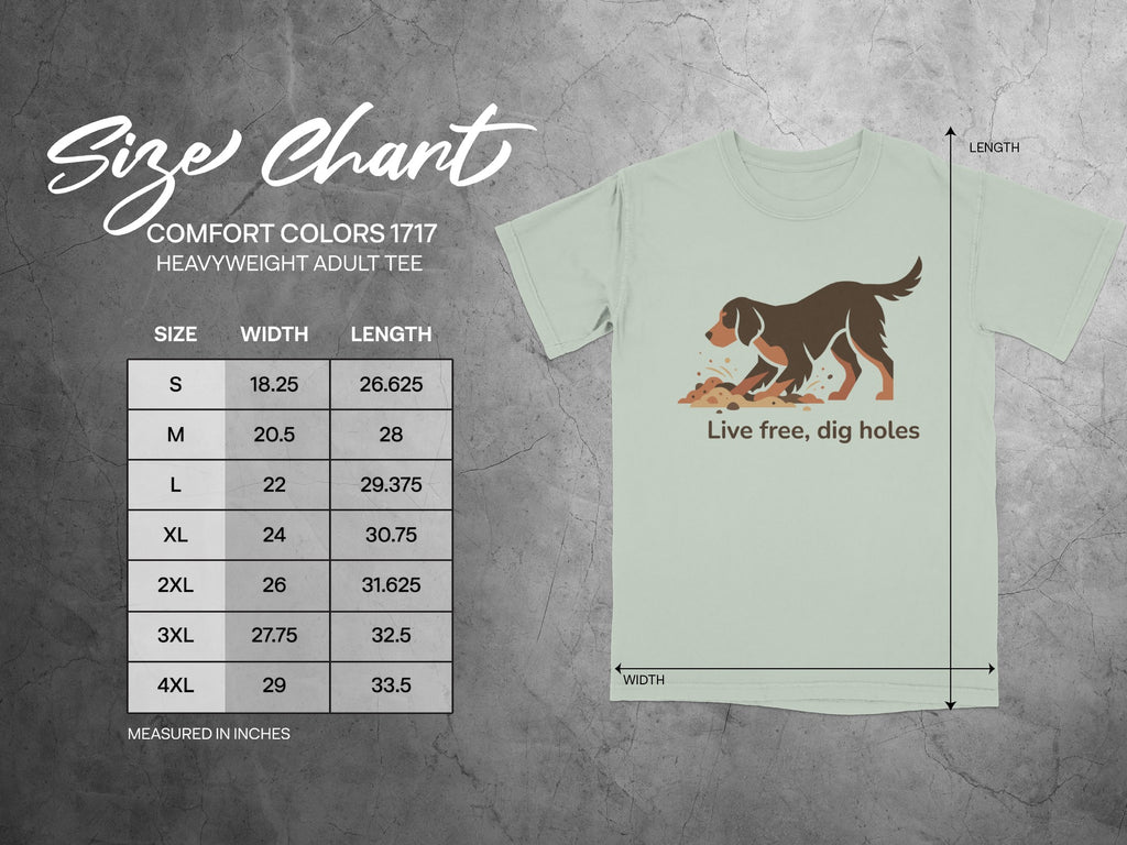 Live Free Dig Holes T-Shirt with Dog Graphic Design