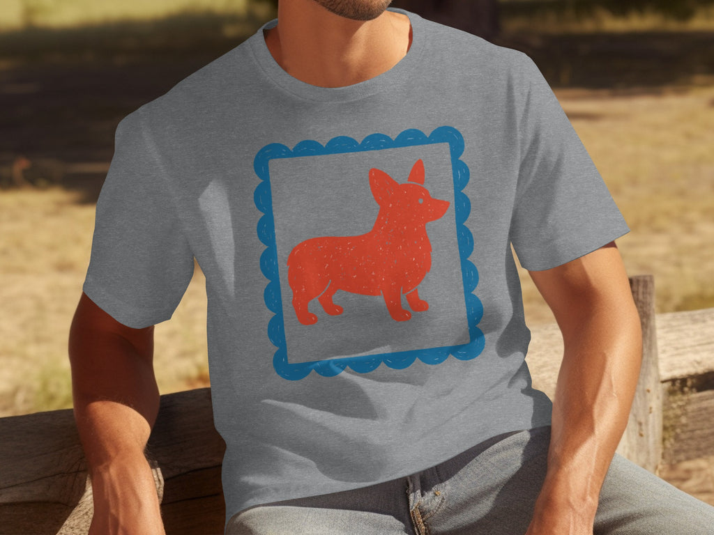 Corgi Silhouette Graphic on Gray Short Sleeve Shirt
