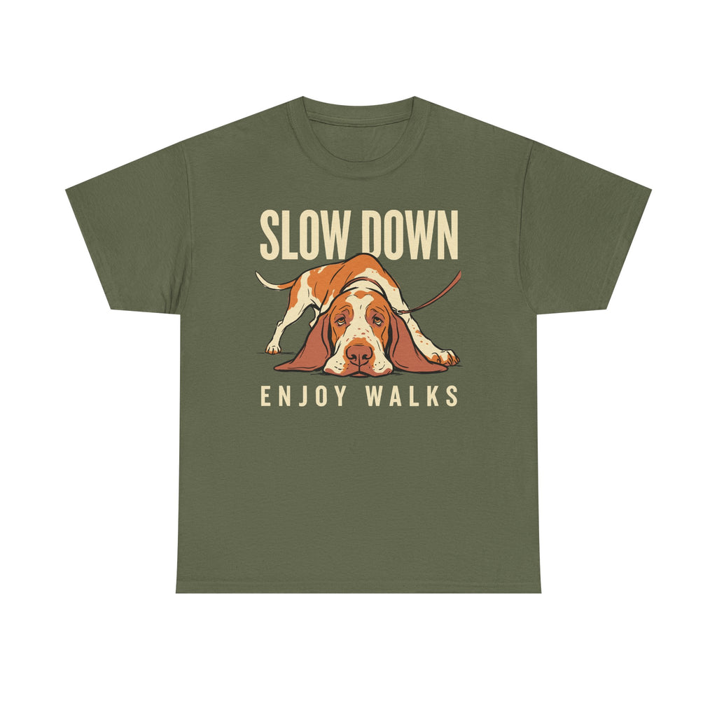 Slow Down, Enjoy Walks Basset Hound T-Shirt