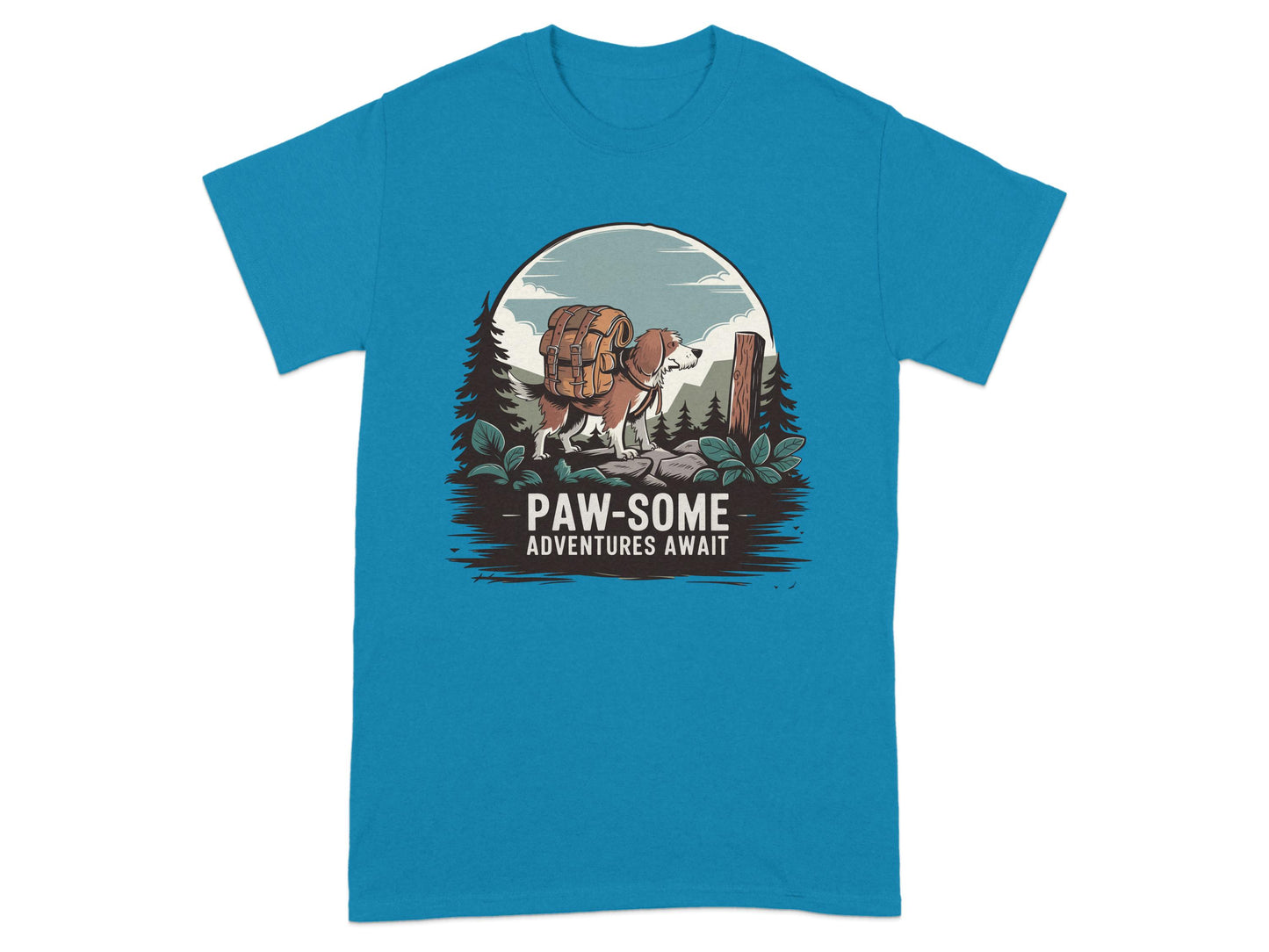 Paw-Some Adventures Await graphic t-shirt product type