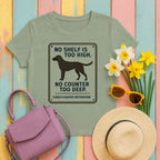 Curly-Coated Retriever no shelf too high tee flat lay