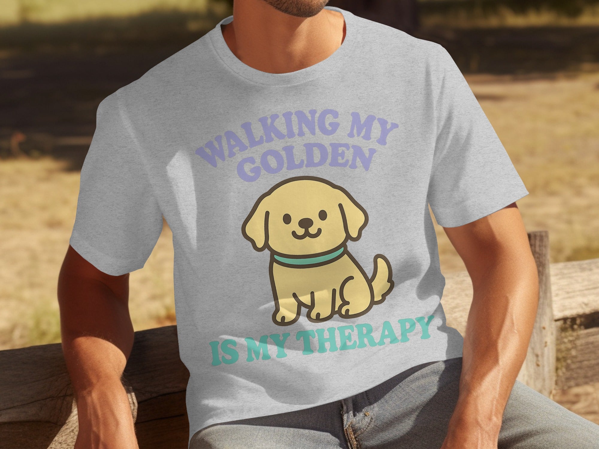 Walking My Golden Is My Therapy Graphic T-Shirt