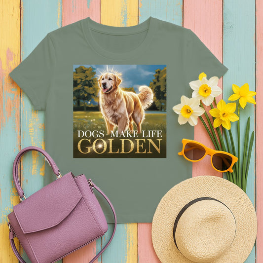 Dogs Make Life Golden stylish graphic t-shirt product