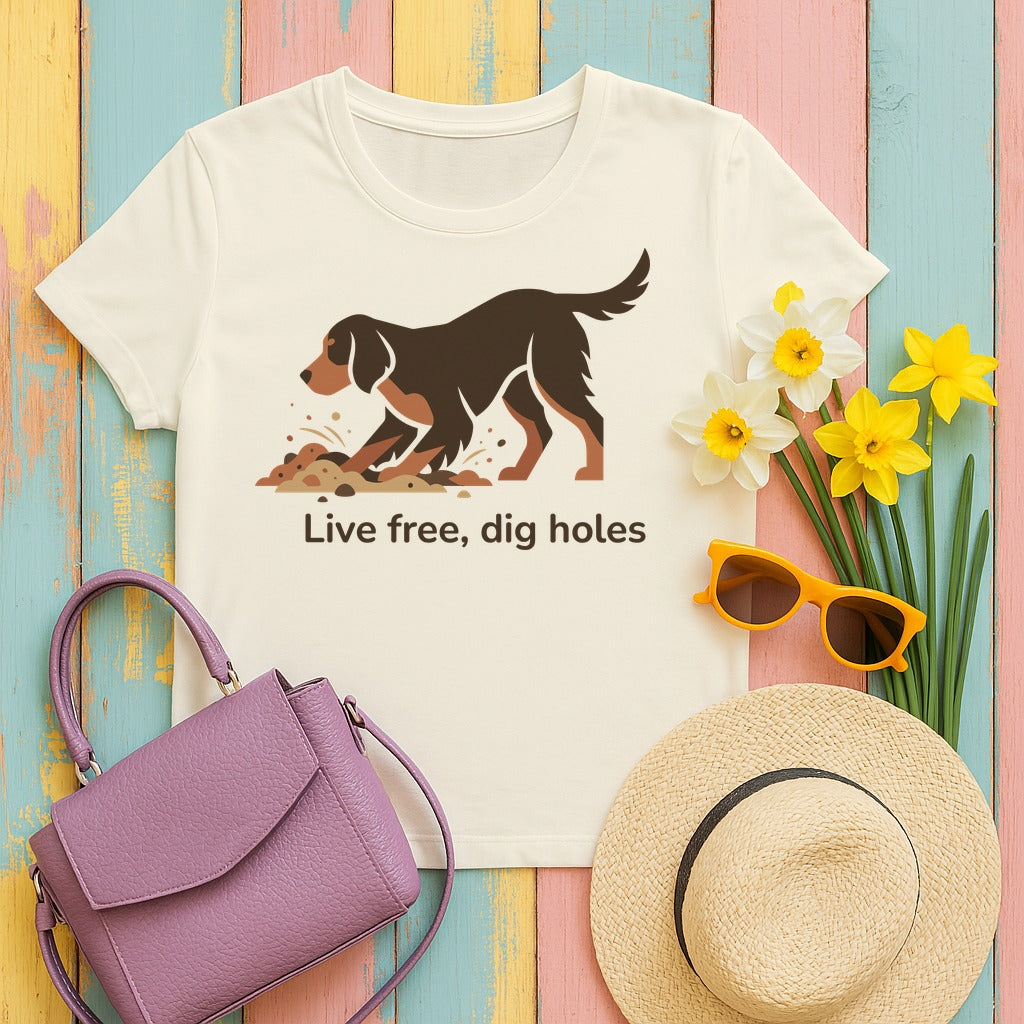 Live Free Gordon Setter T-Shirt in Ivory