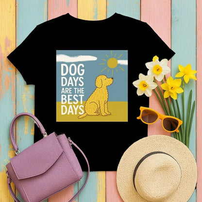 Dog Days Are The Best Days Golden Doodle Sun T-Shirt Black T-shirt